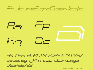 PhutureSqrdOpen Italic 001.000 Font Sample