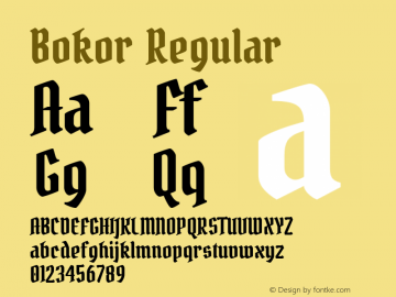 Bokor Regular Version 8.001; ttfautohint (v1.8.3)图片样张