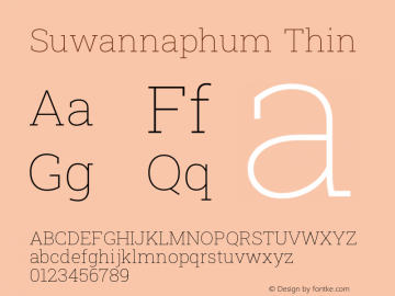 Suwannaphum Thin Version 8.001; ttfautohint (v1.8.3)图片样张
