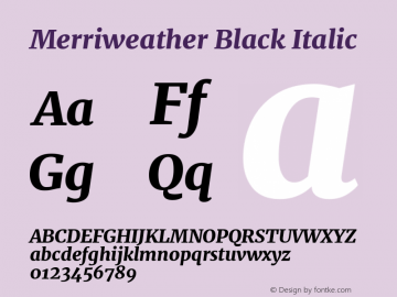 Merriweather Black Italic Version 2.002图片样张