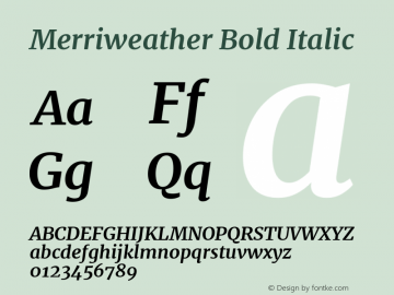 Merriweather Bold Italic Version 2.002图片样张