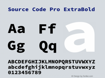 Source Code Pro ExtraBold Version 1.018;hotconv 1.0.116;makeotfexe 2.5.65601图片样张