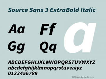 Source Sans 3 ExtraBold Italic Version 3.046;hotconv 1.0.118;makeotfexe 2.5.65603图片样张