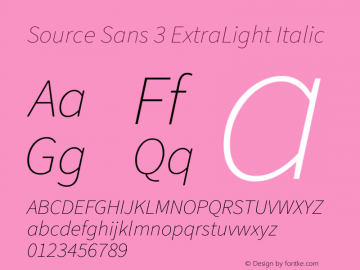 Source Sans 3 ExtraLight Italic Version 3.046;hotconv 1.0.118;makeotfexe 2.5.65603图片样张