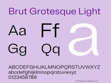 Brut Grotesque Light Version 6.001;PS 6.1;hotconv 1.0.88;makeotf.lib2.5.647800图片样张