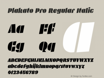 Plakato Pro Regular Italic Version 1.001 | web-ttf图片样张