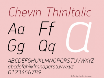 Chevin-ThinItalic Version 001.000图片样张