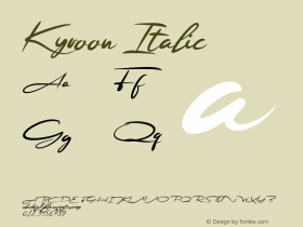 Kyroon Italic Version 1.00;August 1, 2021;FontCreator 13.0.0.2683 32-bit图片样张