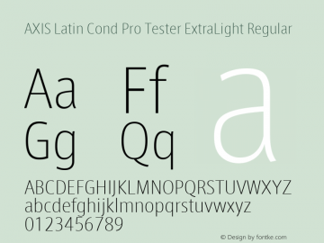 AXIS Latin Cond Pro Tester ExtraLight Regular Version 1.101;PS 1.000;Core 1.0.38;makeotf.lib1.6.5960; TT 0.93图片样张