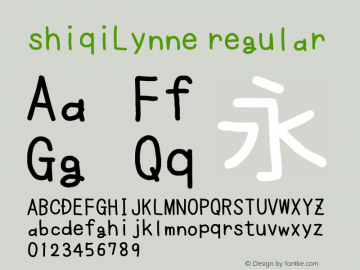 shiqiLynne regular Version 2.138;July 5, 2020;FontCreator 11.5.0.2427 32-bit图片样张