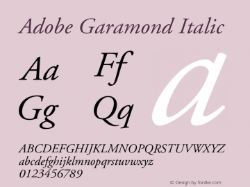 Adobe Garamond Italic Version 001.003图片样张