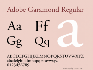 Adobe Garamond Regular Version 001.003图片样张