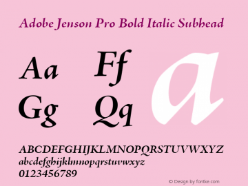 Adobe Jenson Pro Bold Italic Subhead OTF 1.013;PS 001.000;Core 1.0.27;makeotf.lib(1.11)图片样张