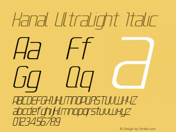 Kanal UltraLight Italic Version 001.000图片样张