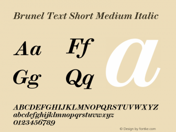 BrunelTextShort-MediumItalic Version 1.001 2019 | web-ttf图片样张