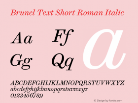 BrunelTextShort-Italic Version 1.001 2019 | web-ttf图片样张
