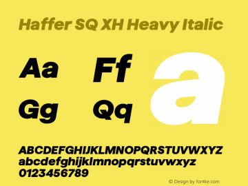 Haffer SQ XH Heavy Italic Version 1.004;FEAKit 1.0图片样张