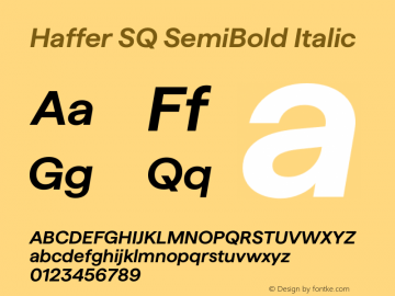 Haffer SQ SemiBold Italic Version 1.004;FEAKit 1.0图片样张