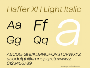 Haffer XH Light Italic Version 1.003;FEAKit 1.0图片样张