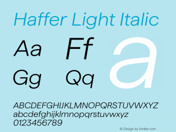 Haffer Light Italic Version 1.003;FEAKit 1.0图片样张