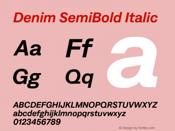 Denim SemiBold Italic Version 3.000;FEAKit 1.0图片样张