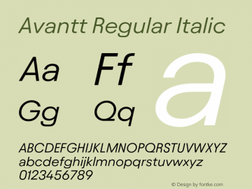 Avantt Regular Italic Version 3.000;FEAKit 1.0图片样张