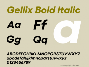 Gellix Bold Italic Version 3.000;FEAKit 1.0图片样张