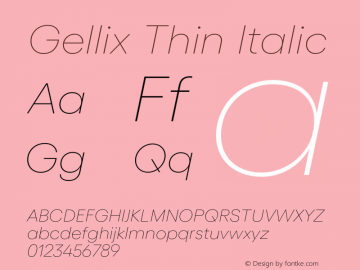 Gellix Thin Italic Version 3.000;FEAKit 1.0图片样张