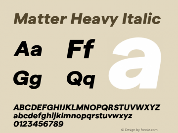Matter Heavy Italic Version 1.021;FEAKit 1.0图片样张