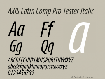 AXIS Latin Comp Pro Tester Italic Version 1.101;PS 1.000;Core 1.0.38;makeotf.lib1.6.5960; TT 0.93 Font Sample