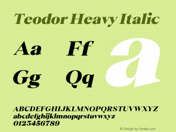 Teodor Heavy Italic Version 3.000;FEAKit 1.0图片样张