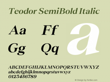 Teodor SemiBold Italic Version 3.000;FEAKit 1.0图片样张