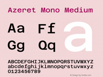 Azeret Mono Medium Version 1.000; Glyphs 3.0.3, build 3084图片样张