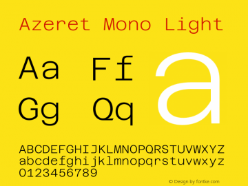 Azeret Mono Light Version 1.000; Glyphs 3.0.3, build 3084图片样张