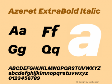 Azeret ExtraBold Italic Version 1.000; Glyphs 3.0.3, build 3084图片样张