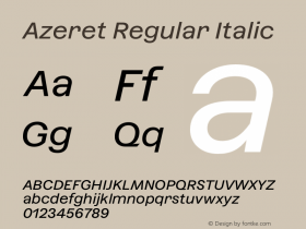 Azeret Regular Italic Version 1.000; Glyphs 3.0.3, build 3084图片样张