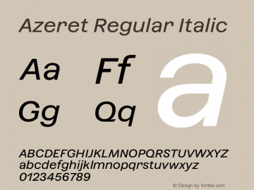 Azeret Regular Italic Version 1.000; Glyphs 3.0.3, build 3084图片样张