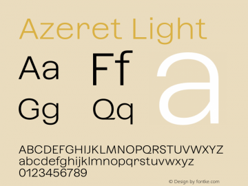 Azeret Light Version 1.000; Glyphs 3.0.3, build 3084图片样张