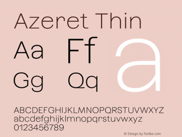 Azeret Thin Version 1.000; Glyphs 3.0.3, build 3084图片样张