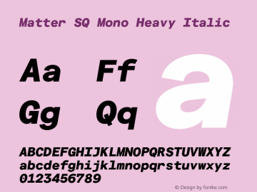 Matter SQ Mono Heavy Italic Version 1.021;FEAKit 1.0图片样张