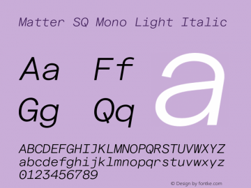 Matter SQ Mono Light Italic Version 1.021;FEAKit 1.0图片样张