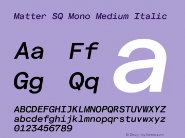 Matter SQ Mono Medium Italic Version 1.021;FEAKit 1.0图片样张