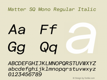 Matter SQ Mono Regular Italic Version 1.021;FEAKit 1.0图片样张