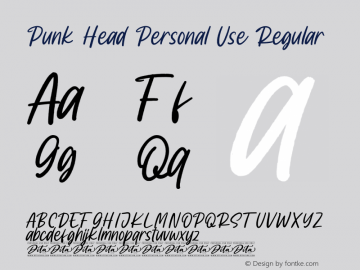 Punk Head Personal Use Version 1.00;September 13, 2020;FontCreator 12.0.0.2567 64-bit图片样张