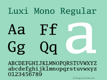 Luxi Mono Regular 1.2 : October 12, 2001 Font Sample