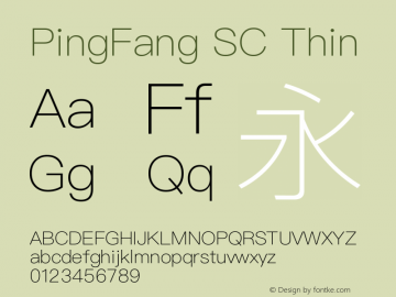 PingFang SC Thin Version 1.0图片样张