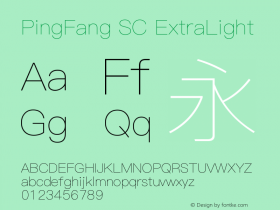 PingFang SC-ExtraLight Version 2.0图片样张