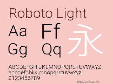 Flyme Light Roboto-Light Version 1.00 May 19, 2015, initial release Version 2.001047; 2014图片样张