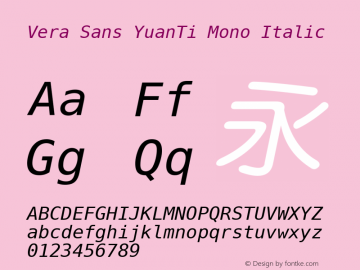 Vera Sans YuanTi Mono Italic 1.0图片样张