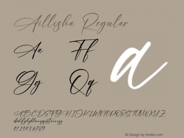 Aillisha Version 1.00;November 24, 2021;FontCreator 13.0.0.2680 64-bit图片样张